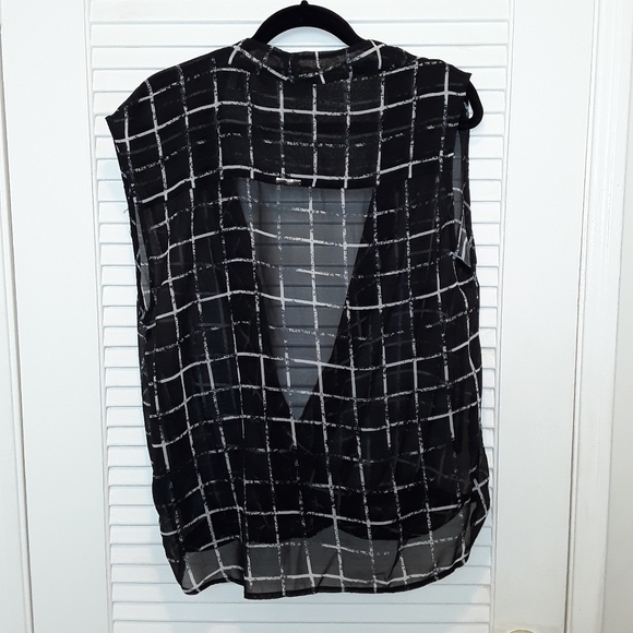 Sheer Delite XL High Low Wrap Top Black Sleeveless - Picture 3 of 8